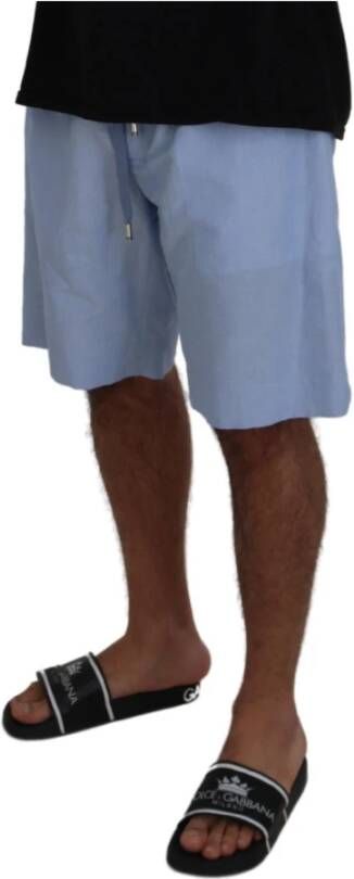 Dolce & Gabbana Lichtblauwe Bermuda Shorts met middelhoge taille Blue Heren