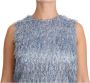 Dolce & Gabbana Metallic Fringe Mini Jurk Mouwloos ALine Blue Dames - Thumbnail 2