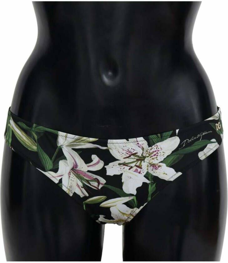 Dolce & Gabbana Lelies Print Beachwear Bikini Bottom Swimwear Zwart Dames