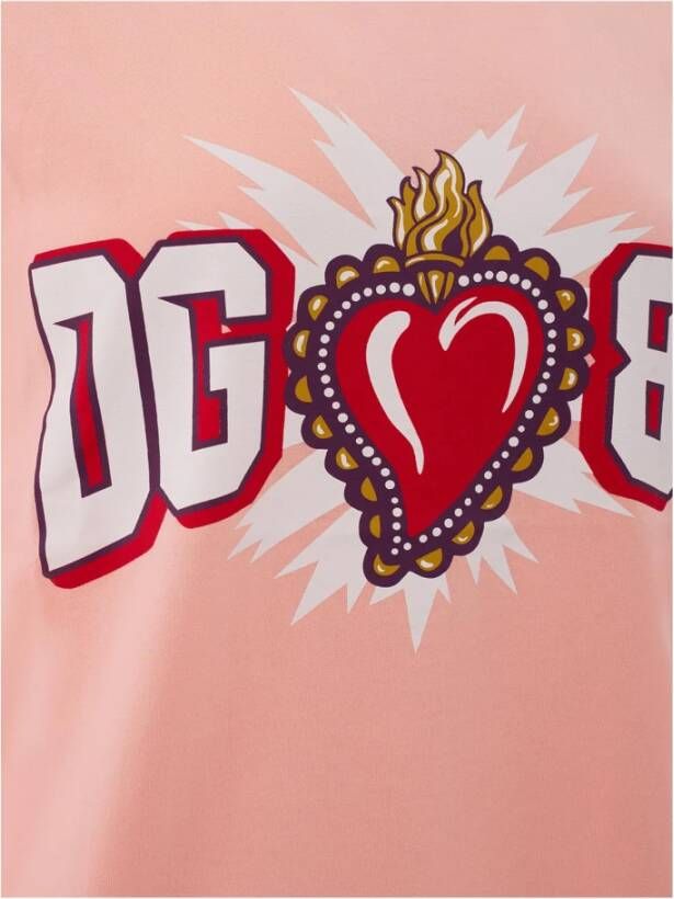 Dolce & Gabbana Logo Katoenen T-Shirt Pink Dames