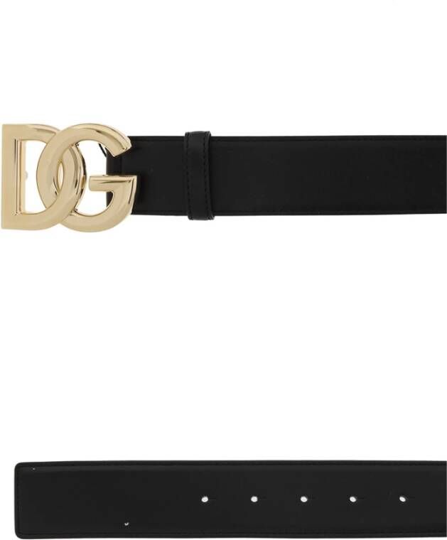 Dolce & Gabbana Logo Leren Riem Black Dames
