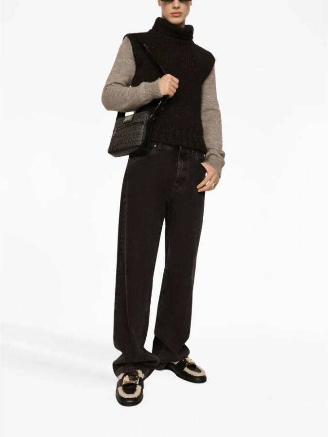 Dolce & Gabbana Logo-Print Jacquard Schoudertas Zwart Heren