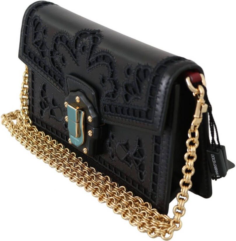 Dolce & Gabbana Lucia Shoulder Messenger Hand Bag Purse Zwart Dames