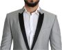Dolce & Gabbana Luxe Zijde Blend Single Breasted Blazer Gray Heren - Thumbnail 3