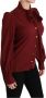 Dolce & Gabbana Maroon Long Sleeve Shirt Blouse Silk Top Rood Dames - Thumbnail 2