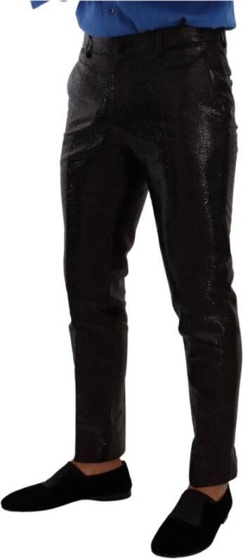 Dolce & Gabbana Metallic Zwarte Wol Skinny Pantalon Zwart Heren