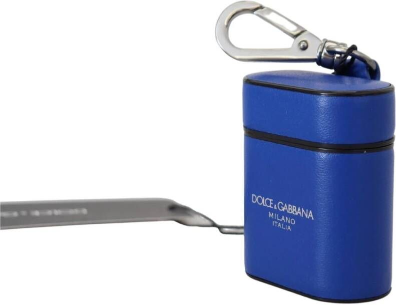Dolce & Gabbana Modieus Blauw Leren Airpods Hoesje Blauw Dames