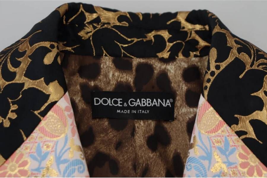 Dolce & Gabbana Multicolor Double Breasted Patchwork Jacquard Jas Multicolor Dames