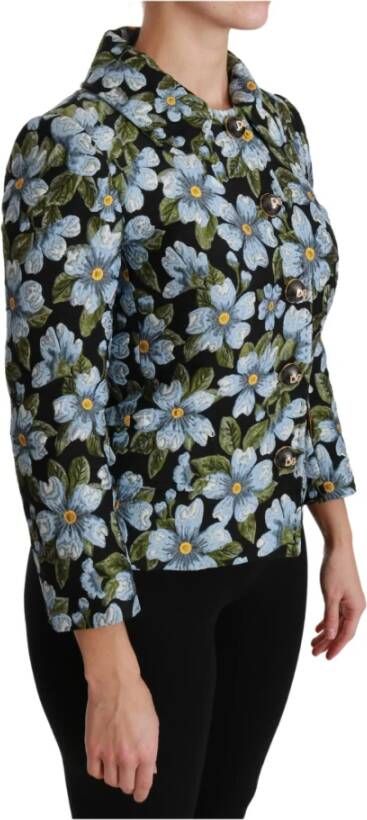 Dolce & Gabbana Multicolor Floral Blazer Coat Polyester Jacket Zwart Dames