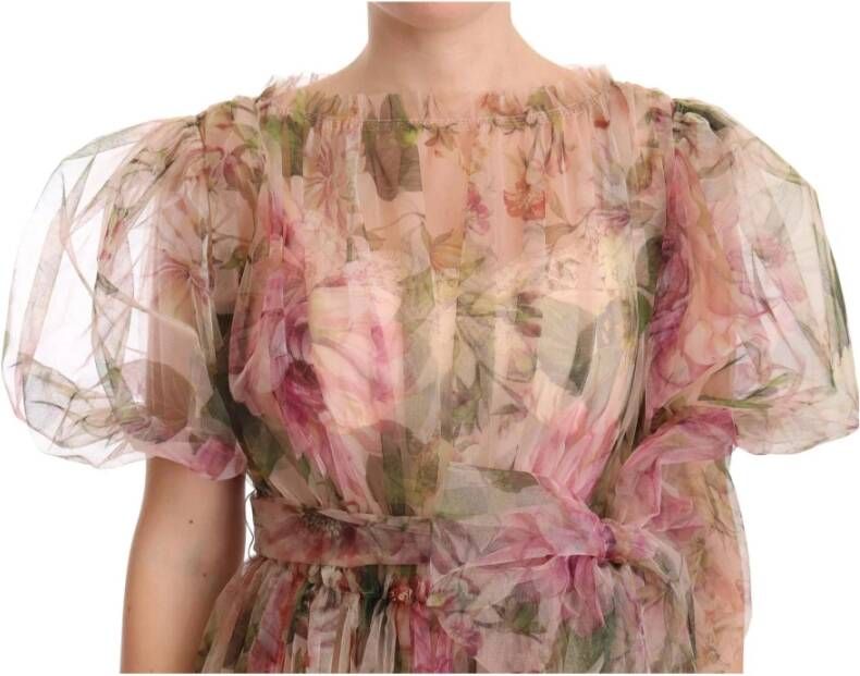 Dolce & Gabbana Multicolor Floral Print Long Maxi Gown Dress Meerkleurig Dames