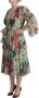 Dolce & Gabbana Multicolor Green Silk Wrap Gown Dress Meerkleurig Dames - Thumbnail 2