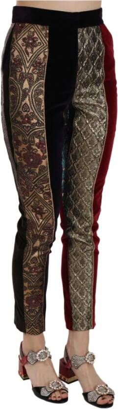 Dolce & Gabbana Multicolor Jacquard Cropped Tapered Broek Meerkleurig Dames