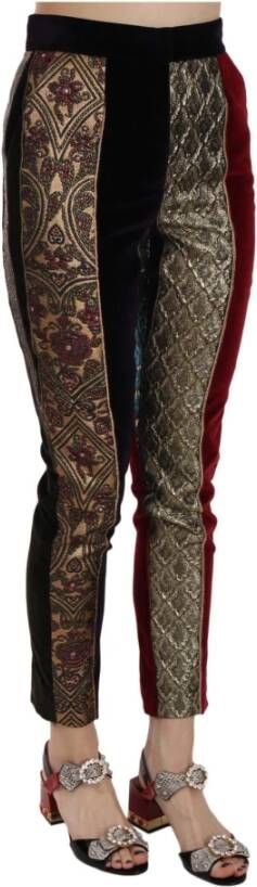 Dolce & Gabbana Multicolor Jacquard Cropped Tapered Pants Meerkleurig Dames