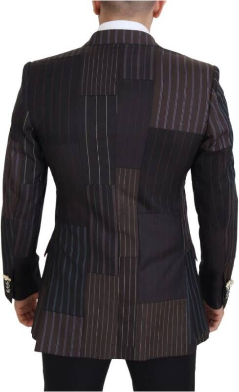 Dolce & Gabbana Multicolor Patchwork Strepen Sicilia Blazer Multicolor Heren
