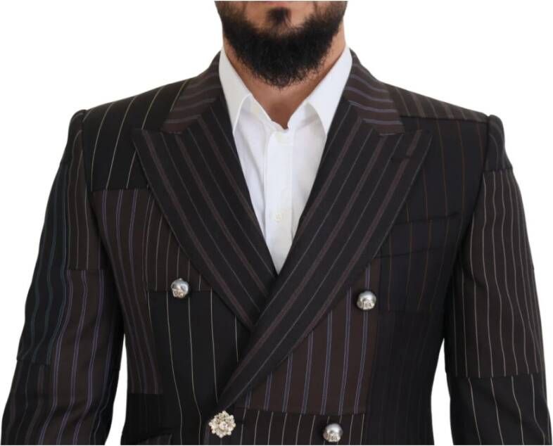 Dolce & Gabbana Multicolor Patchwork Strepen Sicilia Blazer Multicolor Heren