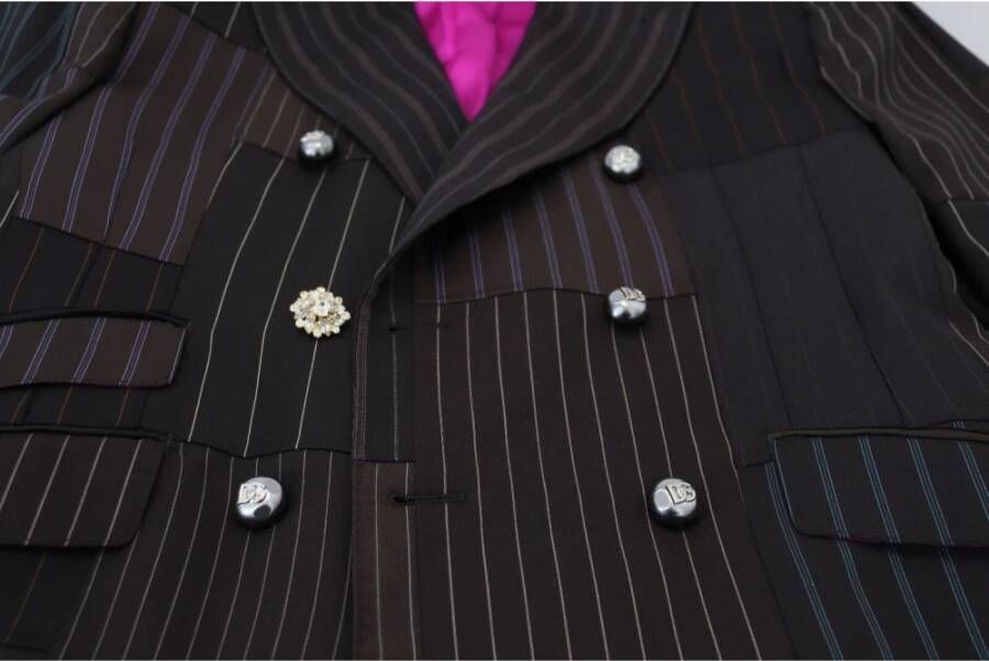 Dolce & Gabbana Multicolor Patchwork Strepen Sicilia Blazer Multicolor Heren