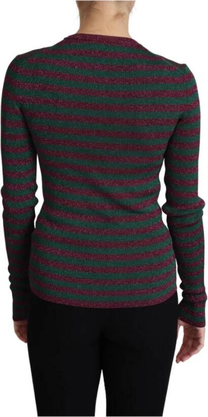Dolce & Gabbana Multicolor Stripes Crew Neck Pullover Sweater Meerkleurig Dames