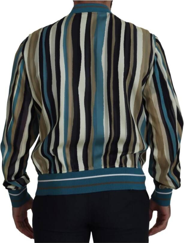 Dolce & Gabbana Multicolor Viscose Stripes Full Zip Jacket Meerkleurig Heren