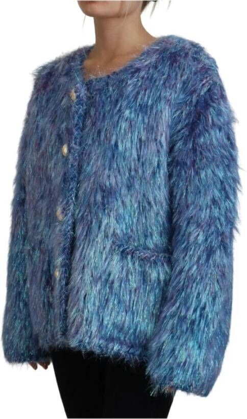 Dolce & Gabbana Nieuwe Multicolor Jas met Lange Mouwen Blauw Dames
