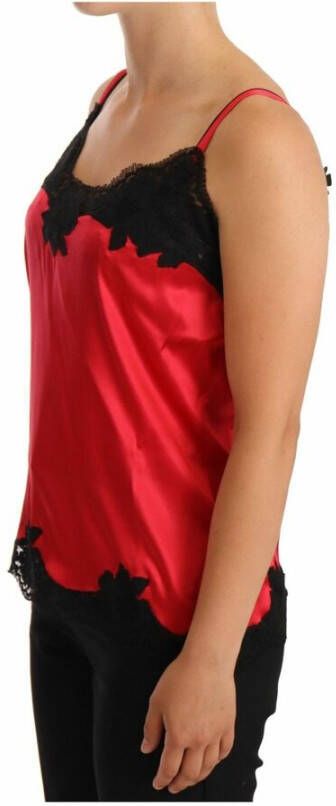 Dolce & Gabbana DG Red Floral Lace Silk Satin Camisole Lingerie Top Rood Dames