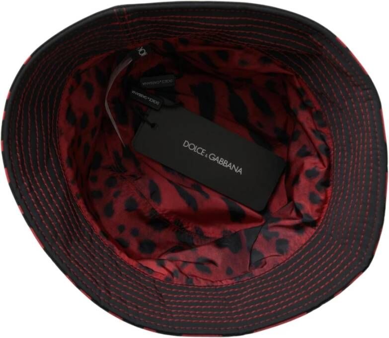 Dolce & Gabbana Zwart Rood Omkeerbare Bucket Capello Hoed Black Heren