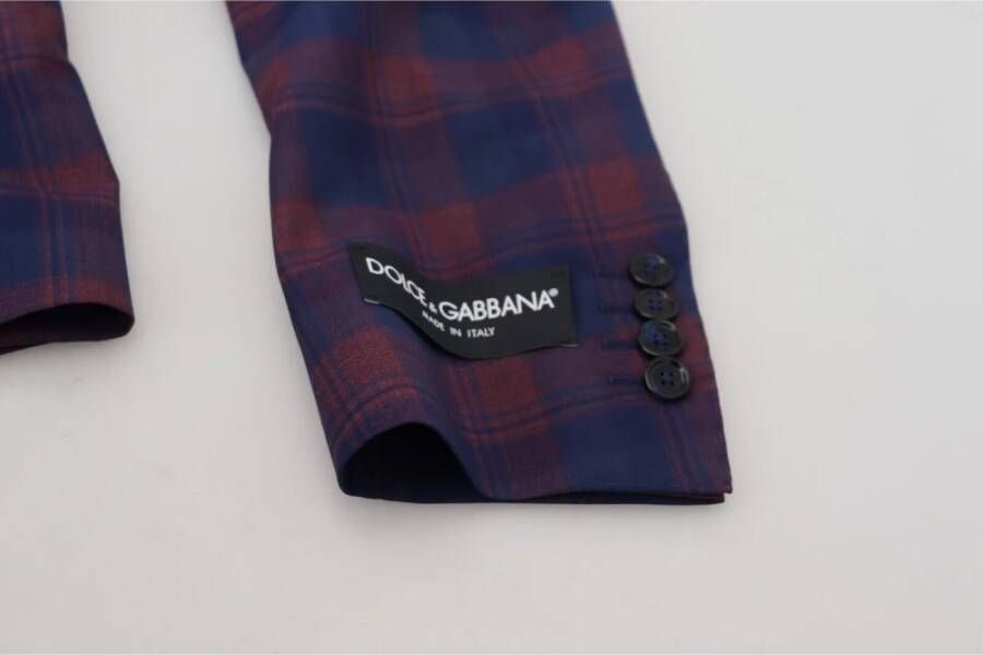 Dolce & Gabbana Paars Geruit Enkellange 2-Delig Pak Purple Heren