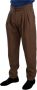 Dolce & Gabbana Brown Leather Tapered High Waist Pants Bruin Heren - Thumbnail 2