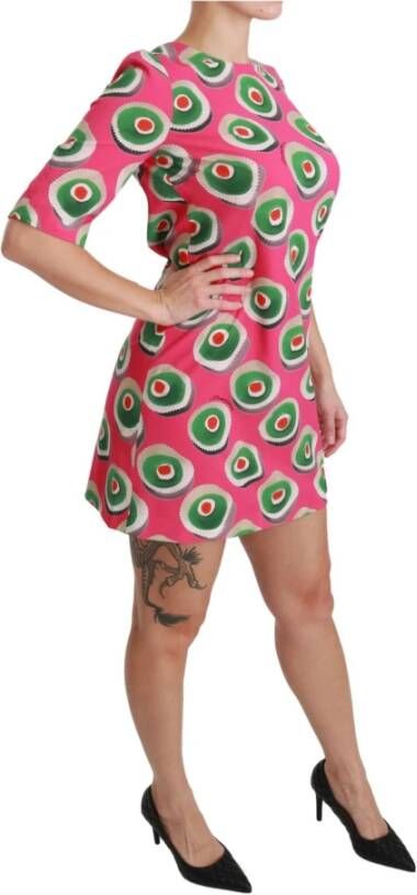 Dolce & Gabbana Pink Silk Cup Cake Shift Stretch Dress Roze Dames