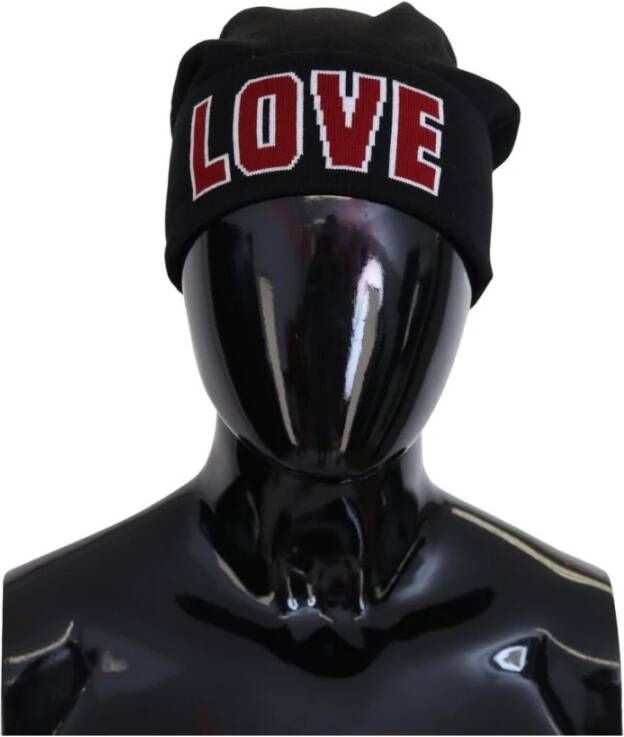 Dolce & Gabbana Prachtige Zwarte Logo Beanie Hoed Zwart Dames