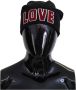 Dolce & Gabbana Zwarte wollen bontbal DG Love Beanie Black Unisex - Thumbnail 2