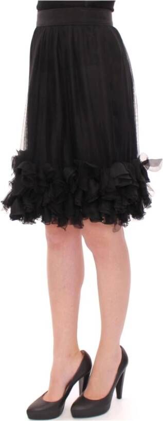 Dolce & Gabbana Pre-owned Black Silk Transparent Above Knees Skirt Zwart Dames