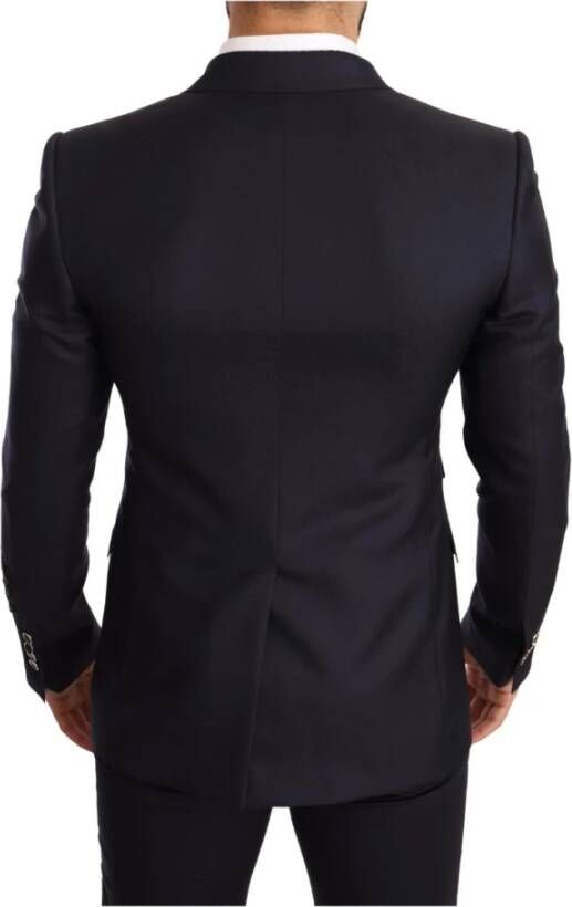 Dolce & Gabbana Pre-owned Blue Cashmere Silk Slim Fit Sicilia Blazer Blauw Heren