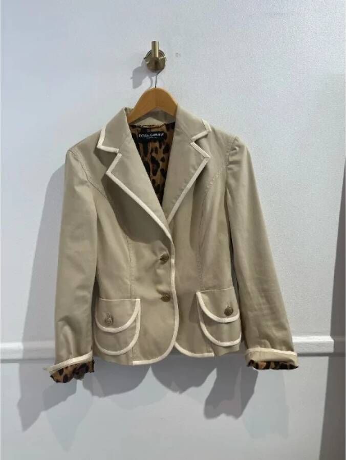 Dolce & Gabbana Pre-owned Cotton outerwear Beige Dames