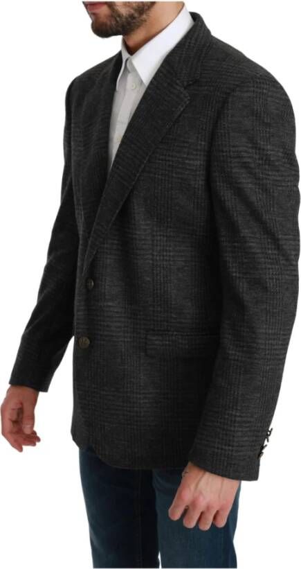 Dolce & Gabbana Pre-owned Gray Plaid Check Wool Formal Jacket Blazer Grijs Heren