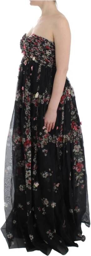 Dolce & Gabbana Pre-owned Masterpiece black floral print silk runway dress Zwart Dames