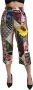 Dolce & Gabbana Pre-owned Silk Multicolor Print High Waist Cropped Pants Beige Dames - Thumbnail 2