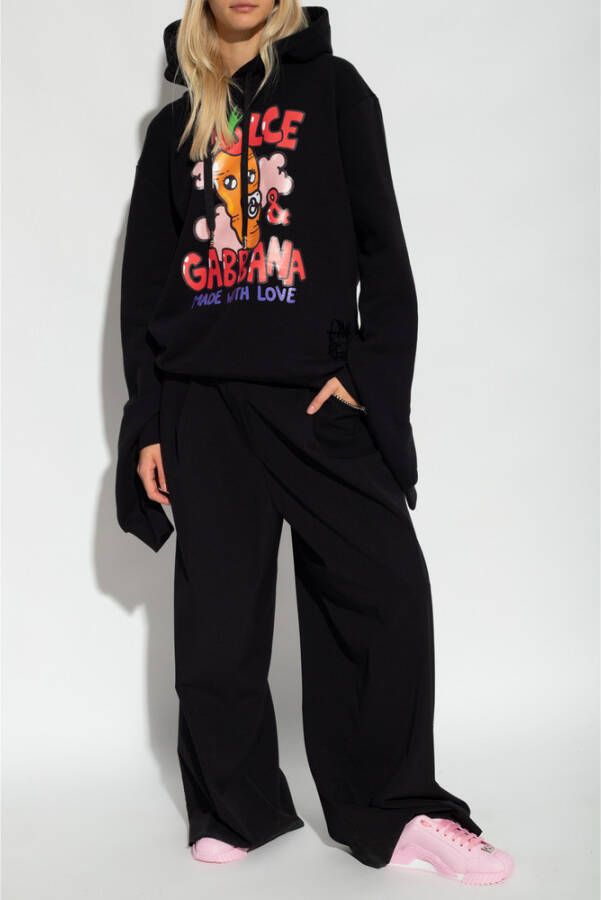 Dolce & Gabbana Printed hoodie Zwart Dames