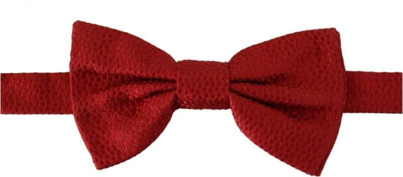 Dolce & Gabbana Red 100% Silk Slim Adjustable Neck Papillon Tie Rood Heren