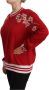 Dolce & Gabbana Red Cotton Crewneck DGlove Pullover Sweater Rood Dames - Thumbnail 2