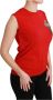 Dolce & Gabbana Red Tank Vest Crystal Flower Wool Top Rood Dames - Thumbnail 2
