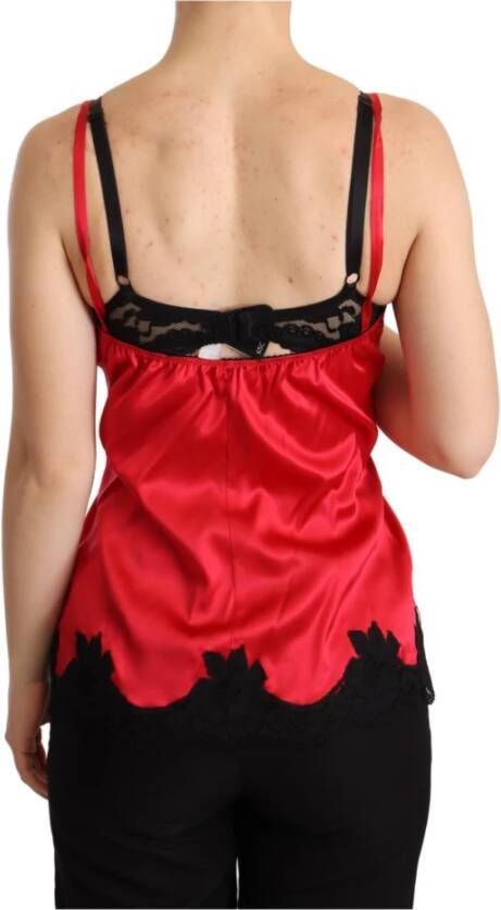 Dolce & Gabbana DG Red Floral Lace Silk Satin Camisole Lingerie Top Rood Dames