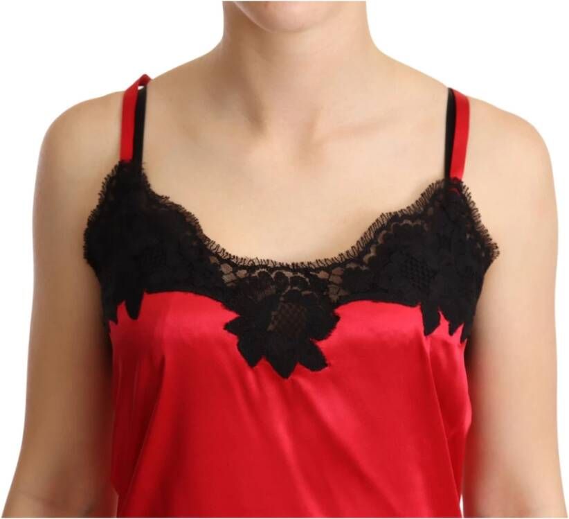 Dolce & Gabbana Rode Bloemen Kant Zijden Camisole Top Red Dames