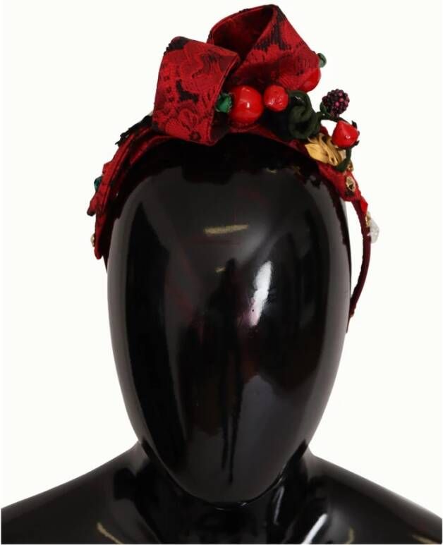 Dolce & Gabbana Rode Cherry Sicily Diadem Tiara met Kristallen Rood Dames