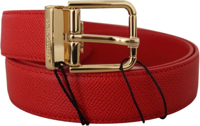 Dolce & Gabbana Rode Leren Riem met Gegraveerde Logogesp Rood Dames