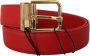 Dolce & Gabbana Rode Massief Leren Gouden Metalen Gesp Riem Red Dames - Thumbnail 2