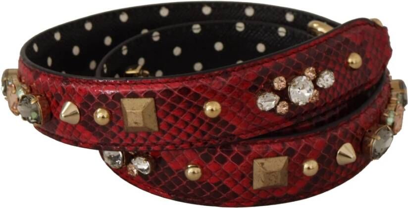 Dolce & Gabbana Rode Python Leren Kristallen Omkeerbare Schouderband Rood Dames