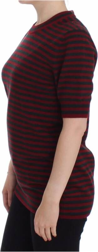 Dolce & Gabbana Rood Grijs Kasjmier Kortemouw Trui Rood Dames