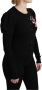 Dolce & Gabbana Black Floral Long Sleeve Cardigan Sweater Zwart Dames - Thumbnail 2