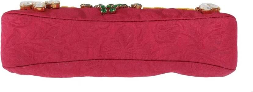 Dolce & Gabbana Roze brokaat bloemen kristal applicatie avondtas Roze Dames