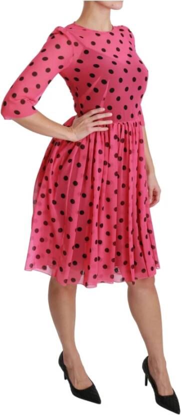 Dolce & Gabbana Roze polkadot A-lijn knielange jurk Roze Dames